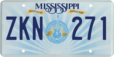 MS license plate ZKN271