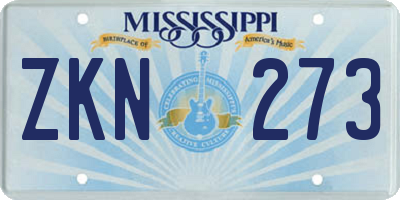 MS license plate ZKN273