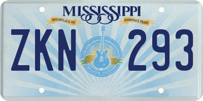 MS license plate ZKN293