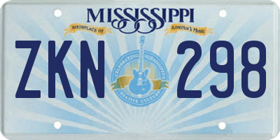 MS license plate ZKN298