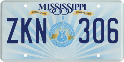 MS license plate ZKN306