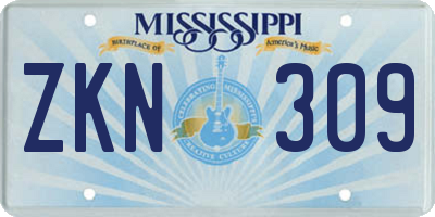 MS license plate ZKN309