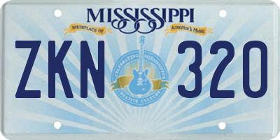 MS license plate ZKN320