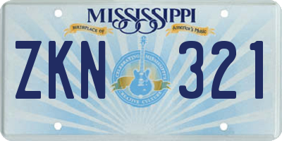 MS license plate ZKN321