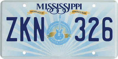 MS license plate ZKN326