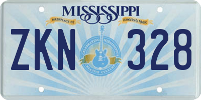 MS license plate ZKN328