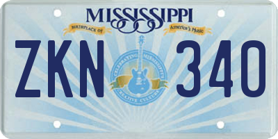 MS license plate ZKN340