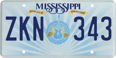 MS license plate ZKN343