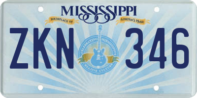 MS license plate ZKN346