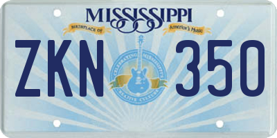MS license plate ZKN350