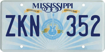 MS license plate ZKN352