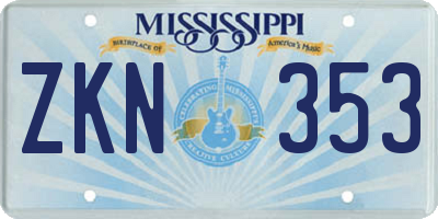 MS license plate ZKN353