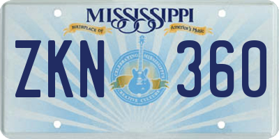 MS license plate ZKN360
