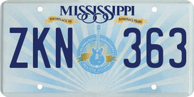 MS license plate ZKN363