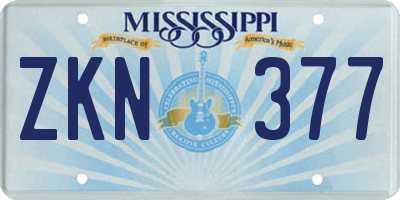 MS license plate ZKN377