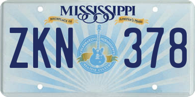 MS license plate ZKN378
