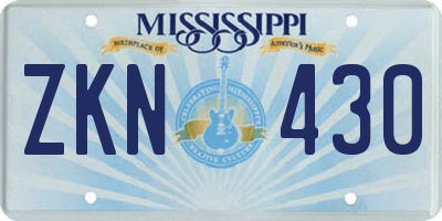 MS license plate ZKN430