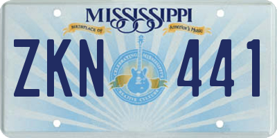 MS license plate ZKN441