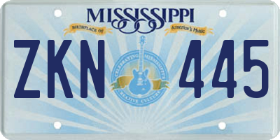 MS license plate ZKN445