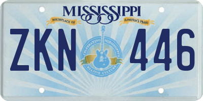 MS license plate ZKN446
