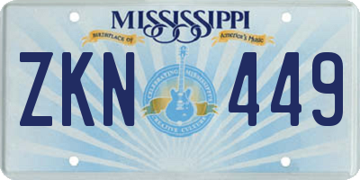 MS license plate ZKN449