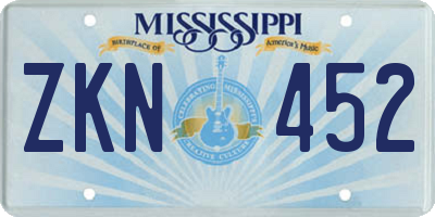MS license plate ZKN452