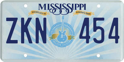 MS license plate ZKN454