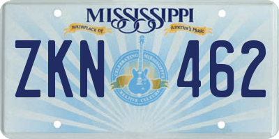 MS license plate ZKN462
