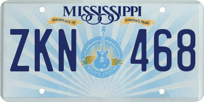 MS license plate ZKN468