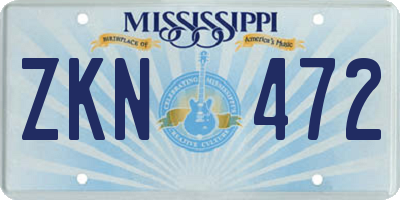 MS license plate ZKN472