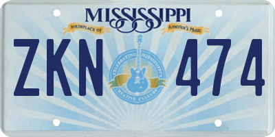MS license plate ZKN474