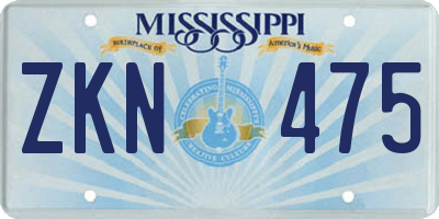 MS license plate ZKN475
