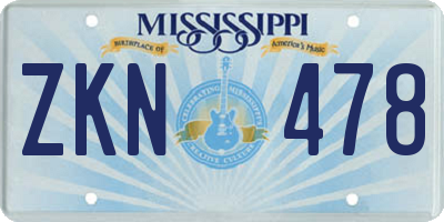 MS license plate ZKN478