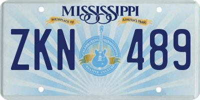 MS license plate ZKN489