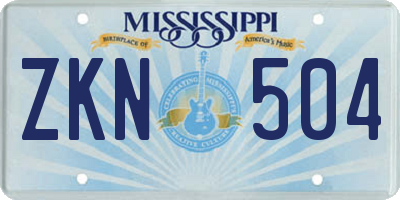 MS license plate ZKN504