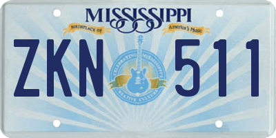 MS license plate ZKN511