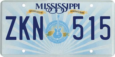 MS license plate ZKN515