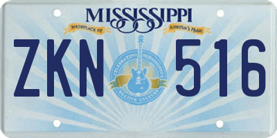 MS license plate ZKN516