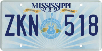MS license plate ZKN518