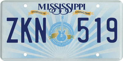 MS license plate ZKN519