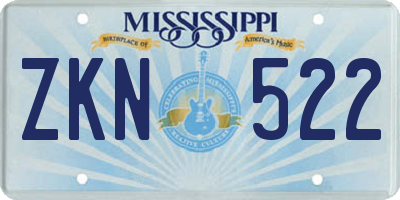 MS license plate ZKN522