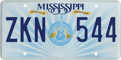MS license plate ZKN544