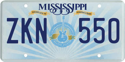 MS license plate ZKN550