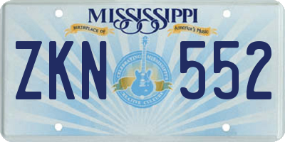 MS license plate ZKN552
