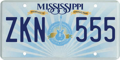 MS license plate ZKN555