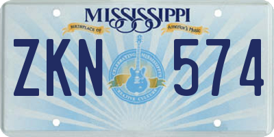 MS license plate ZKN574