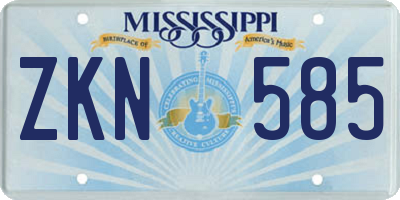 MS license plate ZKN585