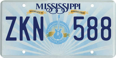 MS license plate ZKN588