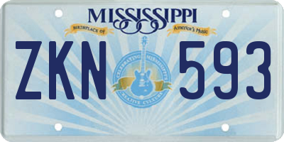 MS license plate ZKN593