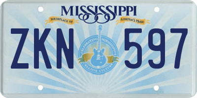 MS license plate ZKN597